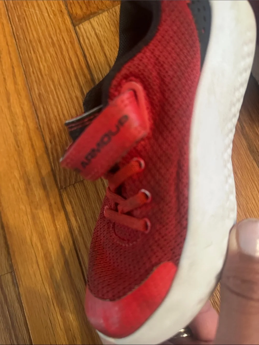 Under Armour Kids Red and White Athletic Sneakers